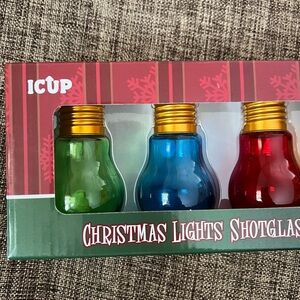 NIB ICUP Christmas lights shot glass 4 pack